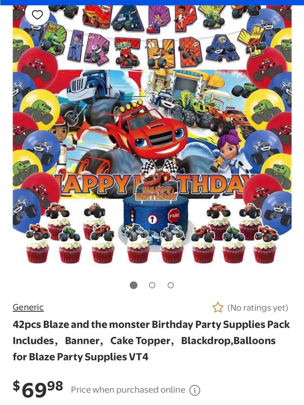 42 pcs Blaze and the monster Birthday Party Set - Red, Yellow, Blue